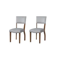 lot de 2 chaises de salle à manger en velours avec pieds en bois d'hévéa gris