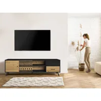 boboxs meuble tv 181 cm malia chêne et noir