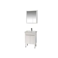 meuble de salle de bain 60cm avec vasque et armoire murale avec miroir gionala blanc
