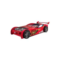 turbo - lit voiture racing 90x200cm rouge motifs flammes
