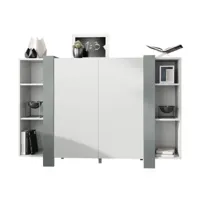 meuble blanc mat et  graphite (l-h-p) : 149 - 101 - 34 cm