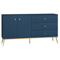 oxm large commode à tiroirs et portes pour le salon marine bleu foncé 160 x 84,8 x 39,7 cm