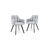 anais - lot de 2 chaises effet peau de mouton gris clair pieds métal noir anais-mout-gric-2