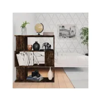 bibliothèquecloison étagère de rangement - pour bureau salon chambre cuisine chêne fumé 80x24x96 cm bois d'ingénierie meuble pro frco88990