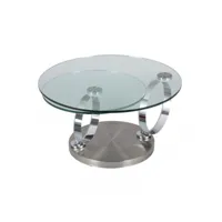 table basse articulée acier-verre - rove - l 80 x l 80 x h 43 cm