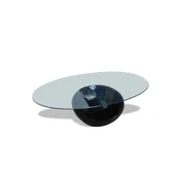 table de salon avec dessus de table en verre ovale noir brillant