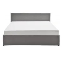 cadre de lit edgar avec sommier relevable à lattes en simili - gris, largeur - 140 cm
