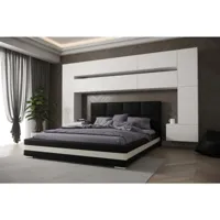 tête de lit avec rangement armoire - pont de lit panama 7/m/w/4-1c blanc mat 300x213x35cm vivadiscount-8782