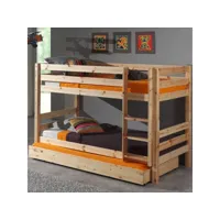 paris prix - lit enfant superposé & tiroir de lit pino 90x190cm naturel