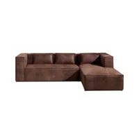 stella - canapé d'angle - 4 places - style industriel - droit - lisa design - marron