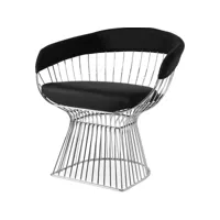 chaise de salle à manger avec accoudoirs - simili cuir et métal - barrel noir