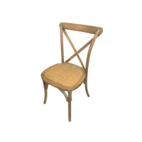 chaise bistrot dos croisé en bois vernis clair - lot de 4 -