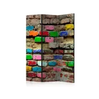 paris prix - paravent 3 volets colourful bricks 135x172cm