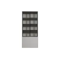 basic - vitrine 4 portes en bois et métal h230cm - couleur - gris clair