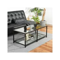 table basse scandinave rectangulaire verre transparent métal noir 110*50*42cm