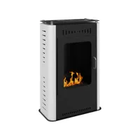 cheminée bioéthanol design contemporain - étagère - brûleur 1,2 l - contrôle de flamme et manche inclus - acier noir blanc