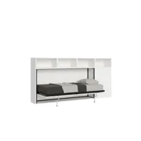 armoire lit escamotable horizontal 1 couchage 85 kando avec matelas composition a frêne blanc