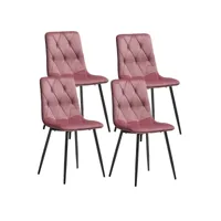 carine - lot de 4 chaises capitonnées rose pieds bois