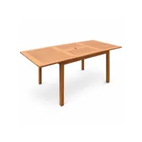 table de jardin en bois 120-180cm - almeria - table rectangulaire avec allonge eucalyptus  intérieur - extérieur