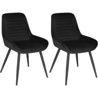 chaise salle manger. lot de 2. chaise de cuisine. chaise scandinave.velours + métal. noir