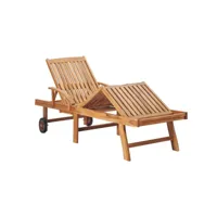 vidaxl chaise longue avec coussin anthracite bois de teck solide