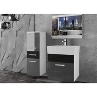 cline - ensemble de salle de bain - 4pcs - meubles à suspendre - vasque en porcelaine - gris