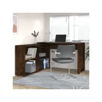 bureau d'angle bureau informatique - table de bureau chêne fumé bois d'ingénierie meuble pro frco87876