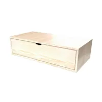 cube de rangement bois 100x50 cm + tiroir  vernis naturel cube100t-v