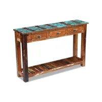 table console 120 x 30 x 76 cm bois de récupération massif