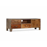 meuble télé buffet tv télévision design pratique bois massif vintage 118 cm helloshop26 2502184