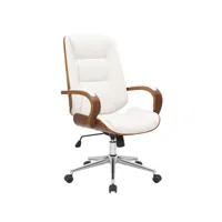 fauteuil de bureau yankton en similicuir avec coque de siège en bois , noyer / blanc