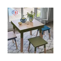 table de cuisine carrée avec tiroir 80 cm, 100% frêne massif eg2-009vl80