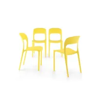 mobili fiver, lot de 4 chaises de salle à manger amanda, jaune, made in italy
