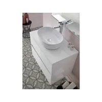 meuble de salle de bain coloris blanc avec vasque à poser en céramique - longueur 100 x profondeur 46 x hauteur 56 cm