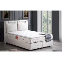 lit coffre madrid crème et tête de lit inclus 90-160x200 cm - dimensions: 90x200 cm - avec matelas azura-42646_17321