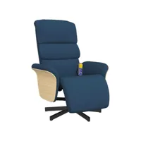 fauteuil inclinable de massage avec repose-pieds, fauteuil de relaxation, chaise de salon bleu tissu fvbb65643 meuble pro
