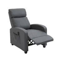 fauteuil de relaxation et massage inclinaison dossier repose-pied réglable revêtement synthétique gris