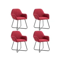lot de 4 chaises de salle à manger cuisine moderne et confortable en tissu bordeaux rouge cds021943