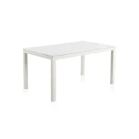 table de repas de jardin aluminium-céramique blanc - tias - l 152 x l 92 x h 75 cm - neuf