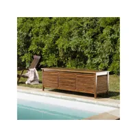 hanna - coffre de jardin piscine en bois teck huilé 200x55cm