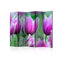 paris prix - paravent 5 volets purple spring tulips 172x225cm