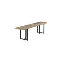 banc de table bois naturel-métal - westlong - l 180 x l 35 x h 46 cm - neuf