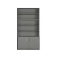 armoire 2 portes basses + bibliothèque largeur 100 cm coloris gris graphite mat 20100889194