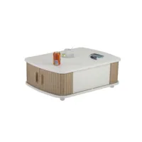 table basse rectangle 80 cm blanche - coloris: chêne naturel lucky600blc