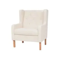 fauteuil chaise siège lounge design club sofa salon tissu blanc crème helloshop26 1102129par3