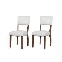 lot de 2 chaises de salle à manger en velours avec pieds en bois d'hévéa blanc