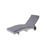 chaises longues bain de soleil transat de jardin en poly-rotin gris oreiller gris foncé 04_0002399