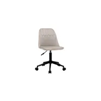 chaise de bureau à roulettes design en tissu velours taupe et métal noir fuse