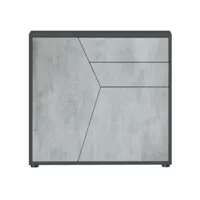 petit meuble de rangement noir mat et gris béton (l-h-p) : 79 - 74 - 36