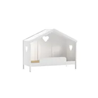milady - lit cabane 90x200cm blanc avec barrière de lit